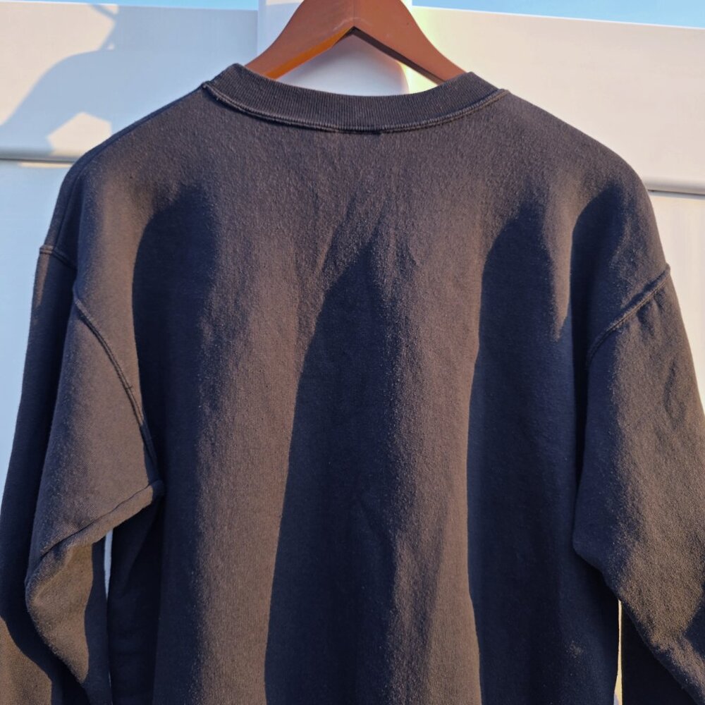 Vintage Black Snowy Holiday Cabin Sweatshirt | Hanes ComfortBlend | Size Medium - Picture 6 of 11